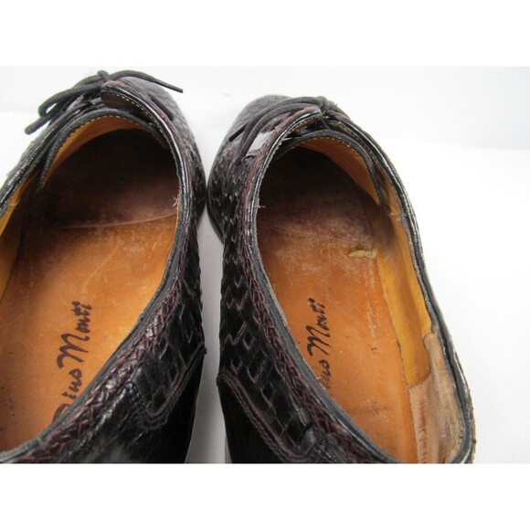 Dino Monti Ante Vintage Mens Black Leather Woven Lace Up Oxfords Size US 9 D - Picture 5 of 12